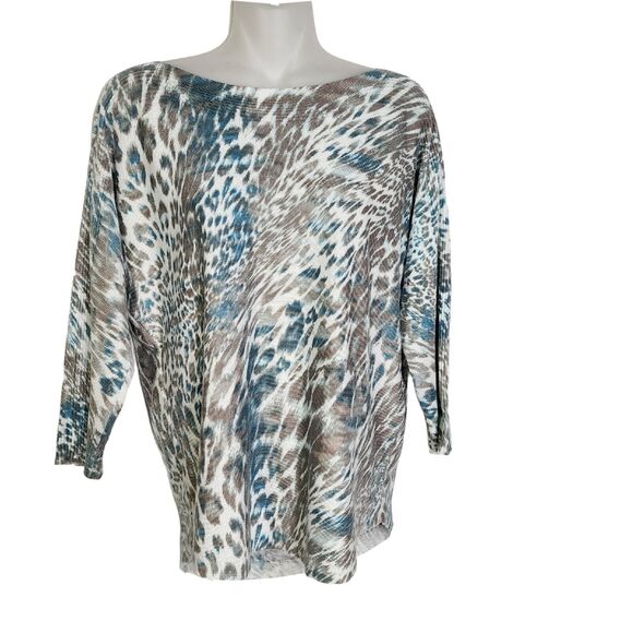 Chico's Womens Sweater Sz 0 Small Touch Cashmere Leo Ambiance Boat-Neck Pullover - Picture 1 of 12